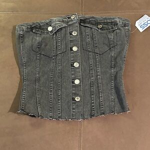 Denim Corset Top - Black